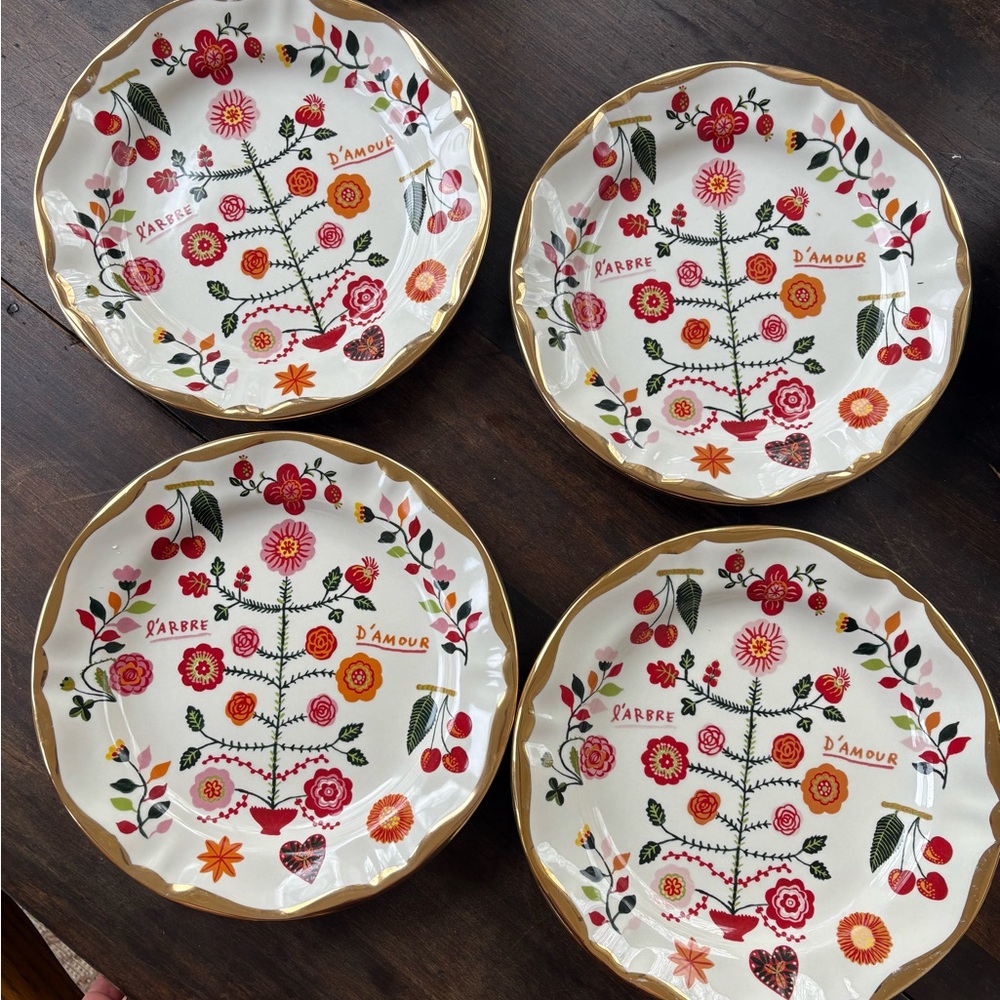 Anthropologie Nathalie Lete Valentine’s Dinner Plates - Set of 4